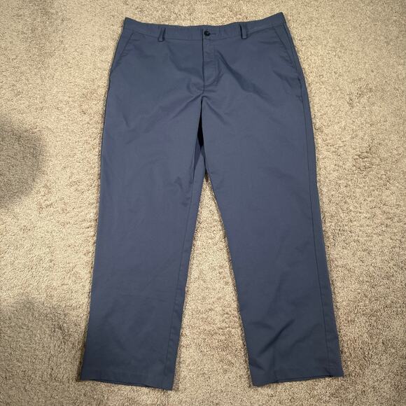 Adidas Mens Climalite Chino Flat Front Golf Pants Gray 40x32 100% Poly 3 Stripes - Picture 1 of 10